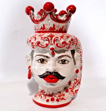 Testa di moro vaso fatta a mano in ceramica di Caltagirone H.30 cm