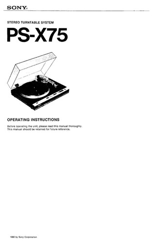 Sony x75 giradischi manuale - sony, ps-x75