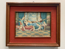 VINTAGE quadro QUADRETTO STAMPA A.COLLINO DONNA CON PUTTI PUTTO