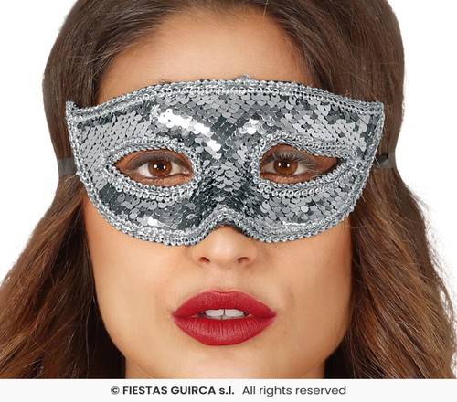 Maschera paillettes argento - maschera,