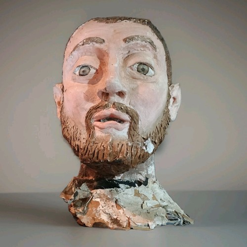 Testa uomo barbuto terracotta - testa,
