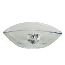 34308 Bomboniere Svuotatasche Alzatina Centrotavola vetro Cuore Battesimo