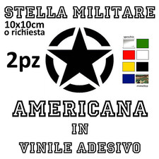 ADESIVO STELLA MILITARE AMERICANA NERA RICAMBIO 10X10 MOTO CASCO FORNITURA 2 PZ