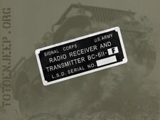LABEL  plaque plaquette radio BC611 F3. ALU jeep willys scr 536 gi us ww2 
