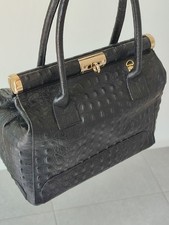 Borsa Donna Bauletto Vera Pelle Nera Manici Perfetto 