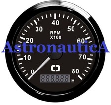 CONTAGIRI BENZINA ELETTRONICO CON CONTAORE 0-8000 RPM FONDO NERO LUNETTA NERA