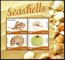 Liberia 2015 Conchiglie Natura Marina Lumache Conchiglie 4v m/s MNH
