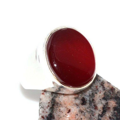 Anello corniola uomo placcato