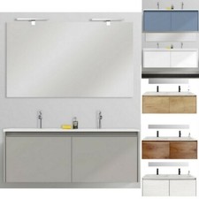Mobile arredo bagno 120 cm sospeso in 6 colori doppio lavabo mineralmarmo MDF|01