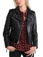 Giacca di pelle da donna nera