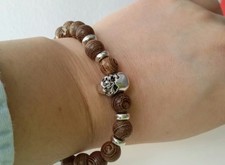 men's wooden skull bracelet