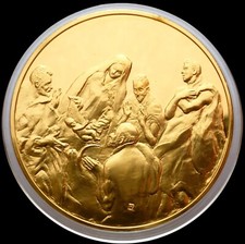 Spagna Museo del Prado 1982 Medaglia Placcata Oro 24K L'Adorazione dei Pastori
