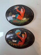 2 Belle, Vecchie Spille, Legno Pittura A Smalto, Legno Laccato, Russia