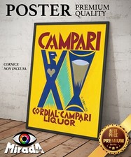 POSTER Vintage Fortunato Depero CAMPARI GIALLO BAR APERITIVO HAPPY HOUR QUALITY