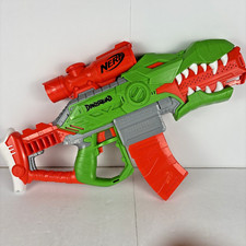 Pistola NERF Dinosquad Rex-rampage giocattolo blaster motorizzato + 10 clip rotonde