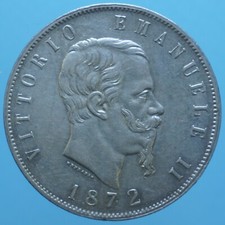VITTORIO EMANUELE II 5 LIRE 1872 MILANO ARGENTO SILVER COIN NUMISMATICA CURRENCY