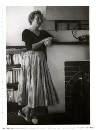 Woman leaning the fireplace - woman,