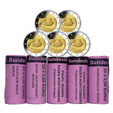 GERMANIA GERMANY 5 X 2 € EURO 2025 ADFGJ " SAARLAND " FDC BU ST DA ROTOLINO