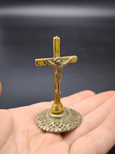 Statuina crocifisso ottone - statuina, in