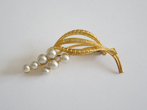 Vintage fiori spilla - spilla, perla