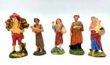 STATUINE PRESEPE D'EPOCA 5 PEZZI , PRIMA METà DEL 900