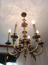 lampadario antico con coppia di bajour