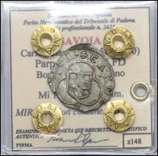 Savoia Carlo Emanuele I Parpagliola 1585 moneta stati preunitari sigillata