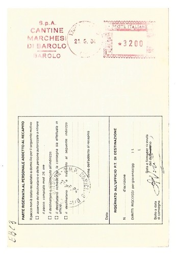 Barolo 1984 affrancatura - 21.6.1984,