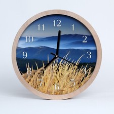 Orologio da Parete in Legno 30cm Soggiorno Paesaggio dell'erba di montagna