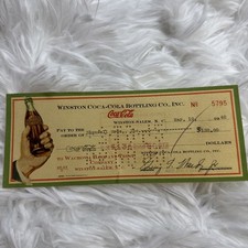 Assegno Coca Cola bottiglia Coca Cola anni 40 vintage a Barnwell Bros epoca WW2 raro!