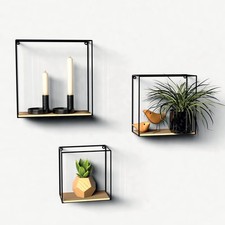 Set di 3 Mensole da Parete in Stile Industriale Mensole Cubo da Muro in Ferro