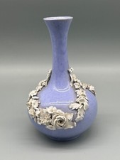 VASO CERAMICA LILLA VIOLA FIORI BIANCHI ROSE VINTAGE ANTICO