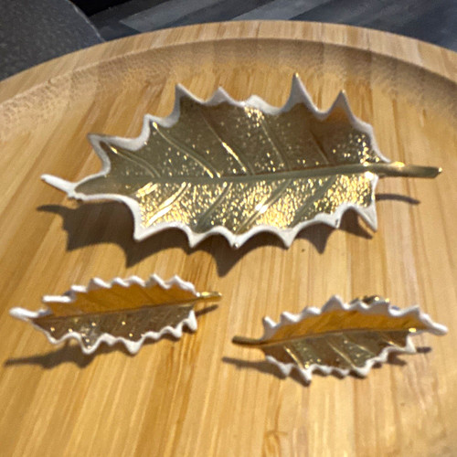 Spilla foglia metallo tono - , oro