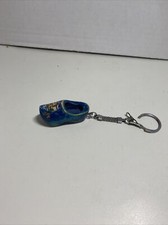 Portachiavi zoccoli scarpe vintage in legno dall'Olanda - blu con mulino a vento 