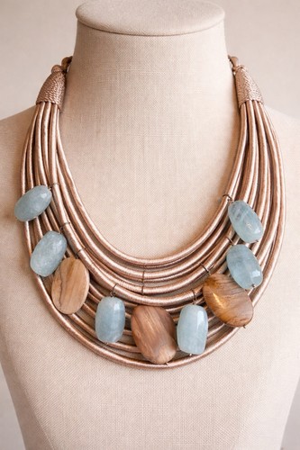 Collana corda beigecon - collana,