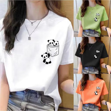 t-shirt donna panda moda casual woman cartoon simpatico maglietta top girls