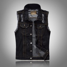Gilet uomo denim nero