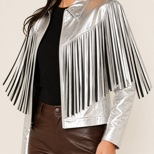 Giacca donna vera pelle - , frange