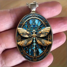 Dragonfly Necklace Oval