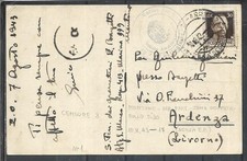 1943 MENTONE OCCUPAZIONE ITALIANA SU CARTOLINA X ARDENZA LIVORNO