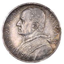 VATICANO Pio XI 10 Lire 1930 A. IX - Argento Silver