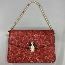 Borsa a mano BVLGARI Serpenti Forever Chain in pelle catena rossa buone condi...