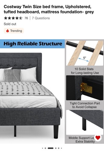 Struttura letto imbottita