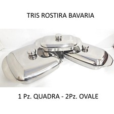 MS BAVARIA TRIS ROSTIERA IN ACCIAIO INOX CON COPERCHIO 1 QUADRA 2 RETTANGOLARI