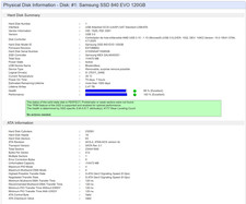 Samsung SSD 840 EVO 120Gb (2500Gb de escritura - 98% salud Hard Disk Sentinel)