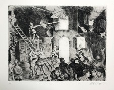  Giampaolo TALANI Incendio  1981 rara incisione originale firmata