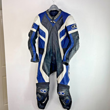 SPYKE 1 pezzo tuta da corsa in pelle per moto blu/nero/bianco taglia UK 40 EU 50