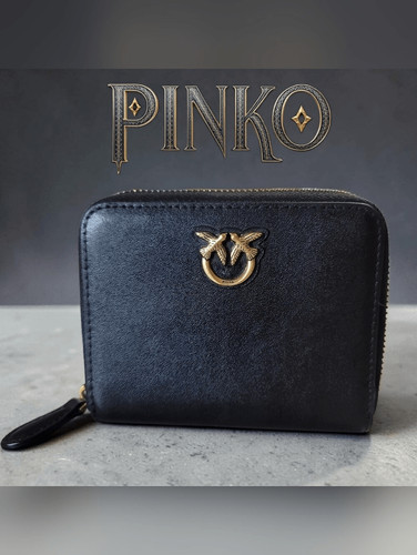 Pinko black leather zip - leather, wallet