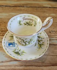 PORCELLANA Royal Albert Flower Of The Month Gennaio  Tazza  Piatto Miniatura