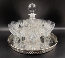 Set servizio VINO bevande alcoliche 10 Calice Bottiglia cristallo molato vassoio